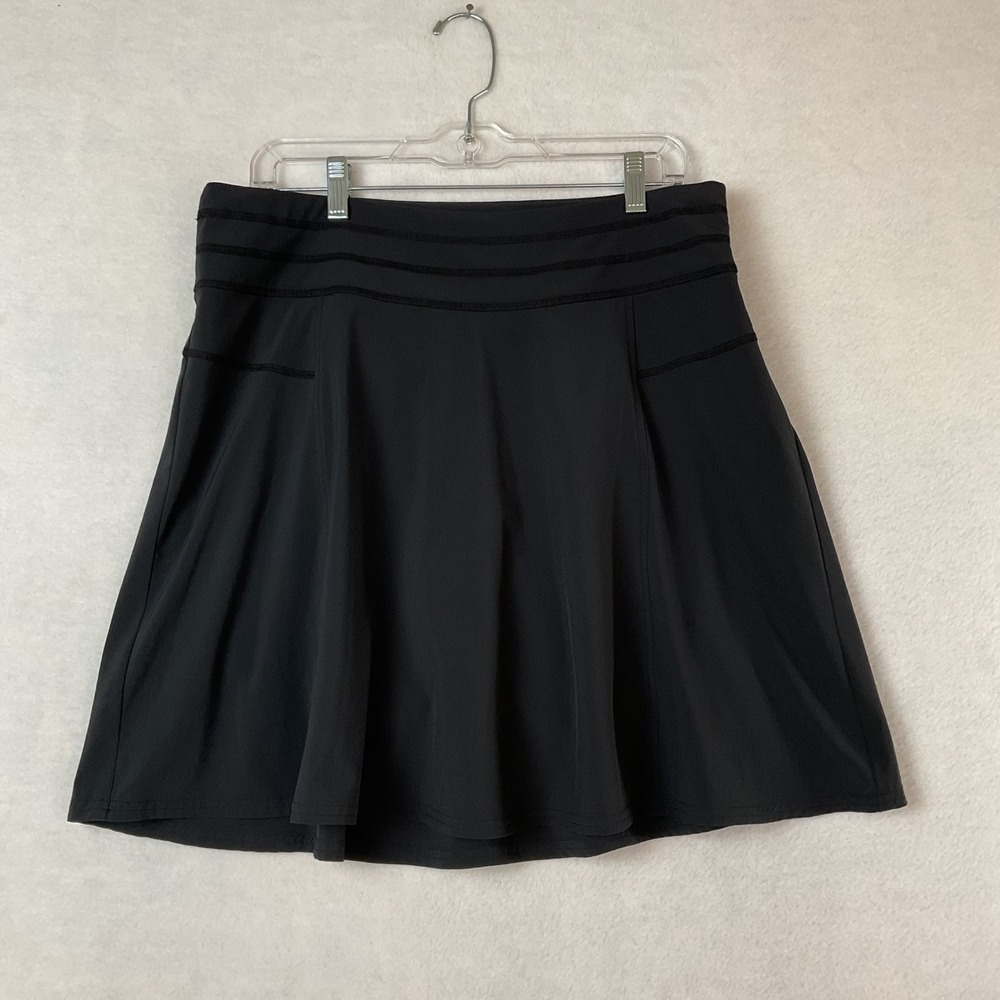Athleta Womens Black Athletic Skort‎ Side Zip Back Pocket Size 12 Golf Tennis